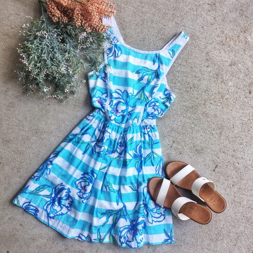Lilly Pulitzer Blue and White Striped Mini Dress
